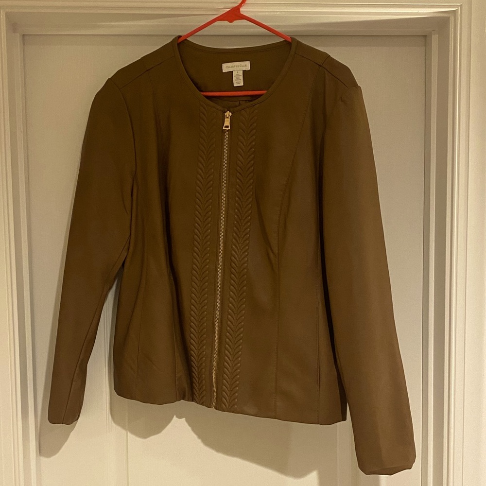 Charter Club Womens faux leather jacket, Size Large